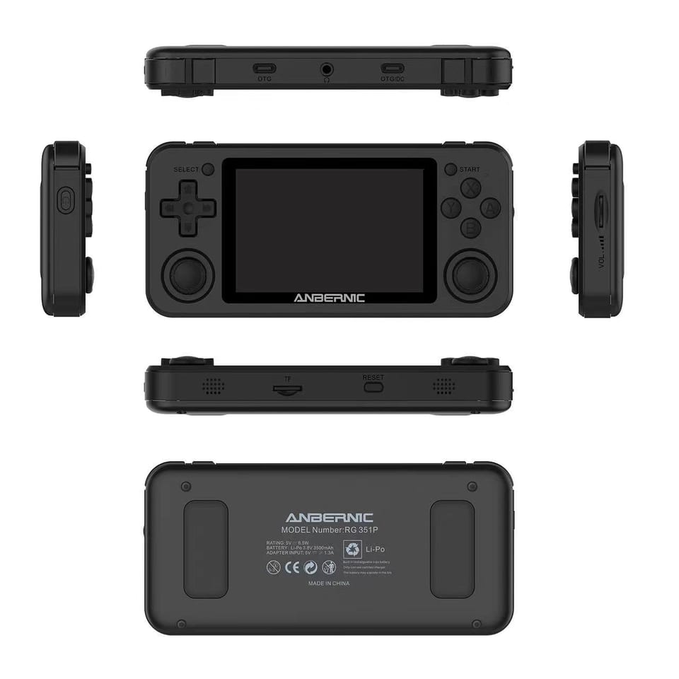 RG351P handheld, product photo from the manufacturer