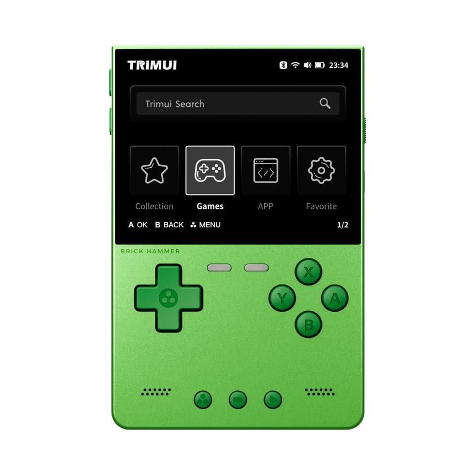TrimUI Brick Hammer handheld, product photo from the manufacturer