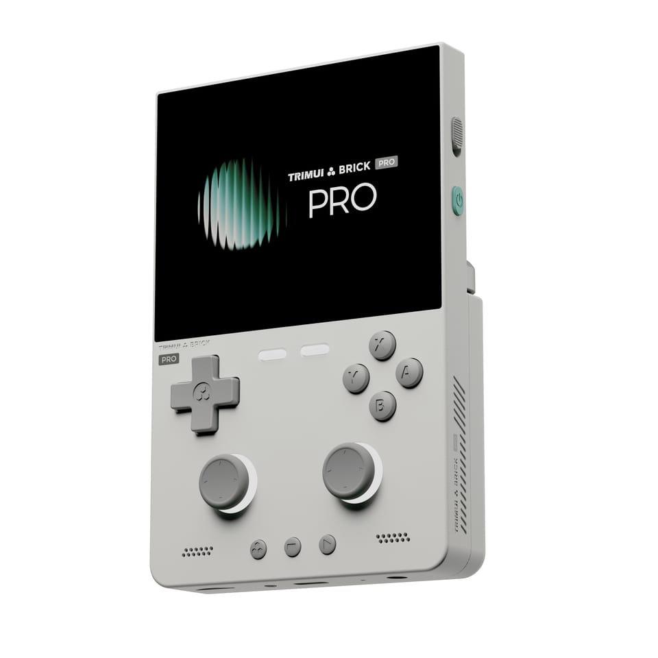 TrimUI Brick Pro handheld, product photo from the manufacturer